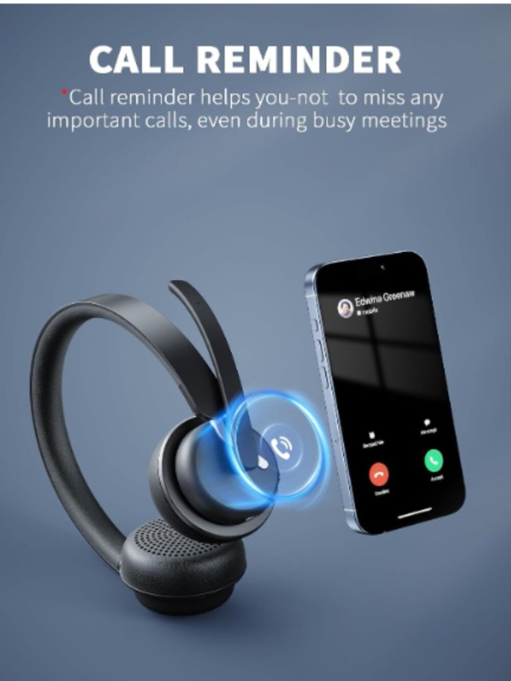 Bluetooth Wireless, Hands Free, Noise Cancelling Headset with Charging Base - Picture 5 of 6